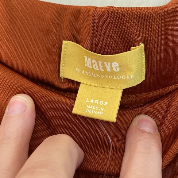 Anthropologie Maeve Shiloh flowy burnt orange slinky pants women’s large NWT - Picture 6 of 7